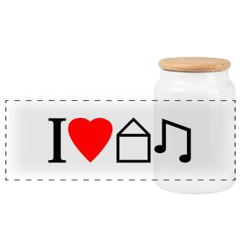 I Love House Music - Panorama Keksdose mit Holzdeckel - Weiß - Vorne