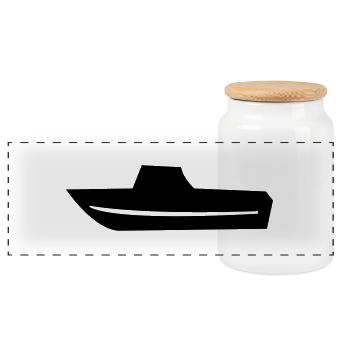 Motorboat Fishing boat Boat Captain - Panoramic Cookie Jar with Wooden Lid - white - Front