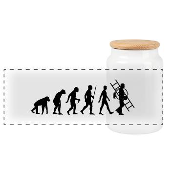 Evolution Schornsteinfeger - Panorama Keksdose mit Holzdeckel - Weiß - Vorne