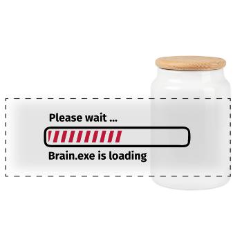 Please wait brain.exe is loading - Panoramic Cookie Jar with Wooden Lid - white - Front