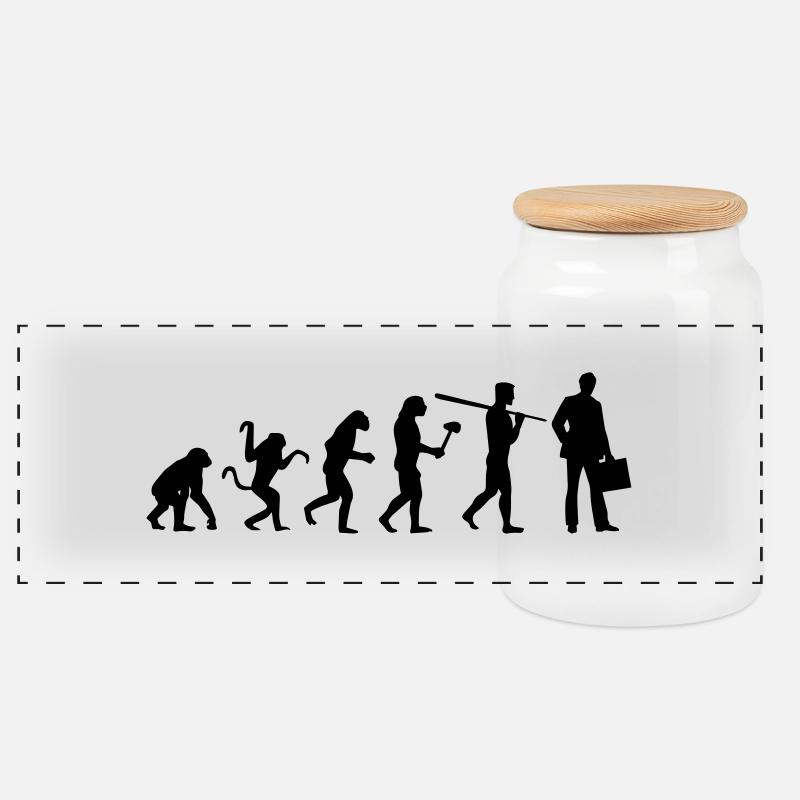 BUSINESS EVOLUTION! - Panorama Keksdose mit Holzdeckel - Weiß