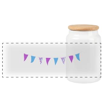 Blue and Purple Bunting - Panoramic Cookie Jar with Wooden Lid - white - Front