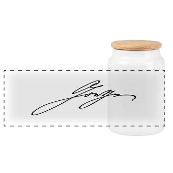 Johann Wolfgang Goethe Signature - Panoramic Cookie Jar with Wooden Lid - white - Front