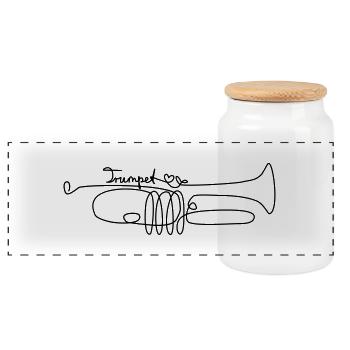 one line trumpet - Panorama Keksdose mit Holzdeckel - Weiß - Vorne