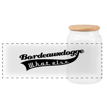 Bordeauxdogge - Panorama Keksdose mit Holzdeckel - Weiß - Vorne