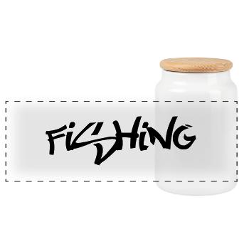 Fishing - Panorama Keksdose mit Holzdeckel - Weiß - Vorne