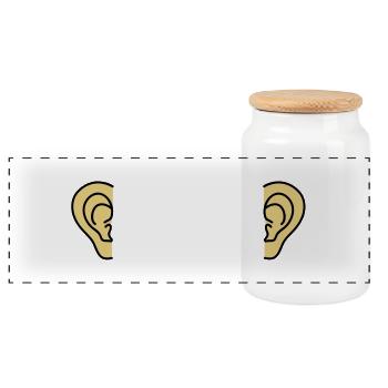 ears - Panoramic Cookie Jar with Wooden Lid - white - Front