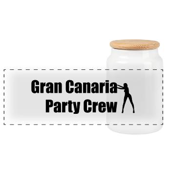 Gran Canaria - Panorama Keksdose mit Holzdeckel - Weiß - Vorne
