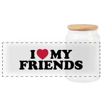 I love my friends - Boîte à biscuits avec couvercle en bois - blanc - Devant