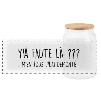 Y a faute ? - Boîte à biscuits avec couvercle en bois - blanc - Devant
