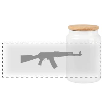 Gun grau 47 - Panorama Keksdose mit Holzdeckel - Weiß - Vorne