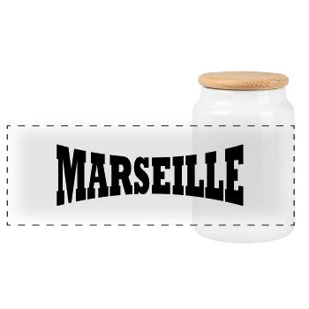 Marseille lettrage - Boîte à biscuits avec couvercle en bois - blanc - Devant