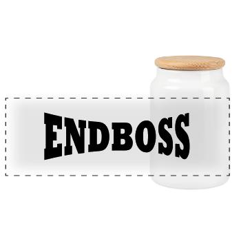 Final boss logo - Panoramic Cookie Jar with Wooden Lid - white - Front