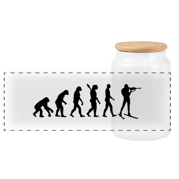 Évolution Biathlon - Boîte à biscuits avec couvercle en bois - blanc - Devant