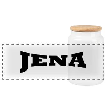 Jena lettrage - Boîte à biscuits avec couvercle en bois - blanc - Devant