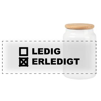 Ledig Erledigt - Panorama Keksdose mit Holzdeckel - Weiß - Vorne