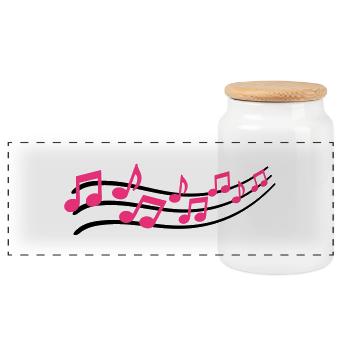 sound_musiknote__f2 - Panoramic Cookie Jar with Wooden Lid - white - Front