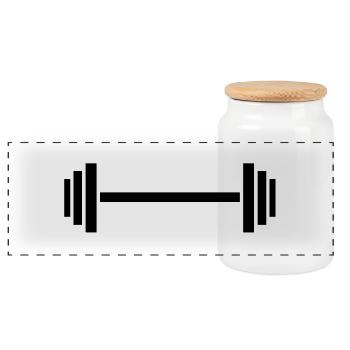 bodybuilding_hantel_f1 - Panoramic Cookie Jar with Wooden Lid - white - Front