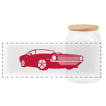 muscle car phc red - Panorama Keksdose mit Holzdeckel - Weiß - Vorne