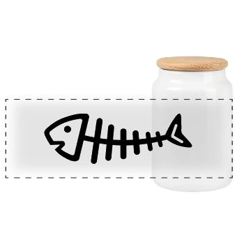 Poisson - Boîte à biscuits avec couvercle en bois - blanc - Devant