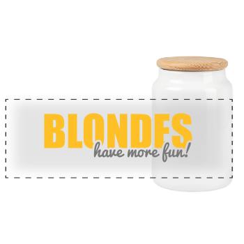 Blondes have more fun! - Panoramic Cookie Jar with Wooden Lid - white - Front