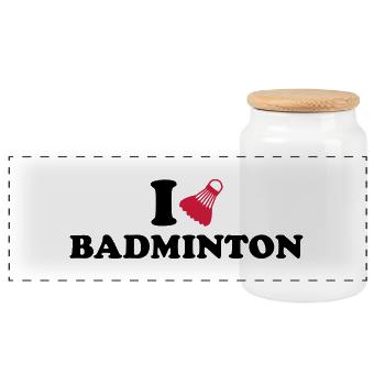 Badminton - Panorama Keksdose mit Holzdeckel - Weiß - Vorne