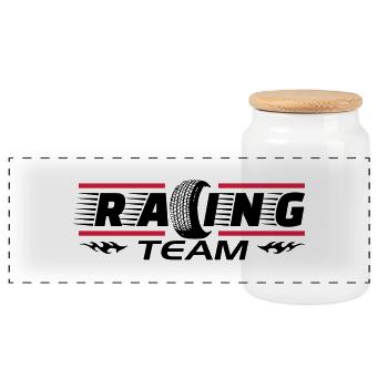 Racing Team - Panorama Keksdose mit Holzdeckel - Weiß - Vorne