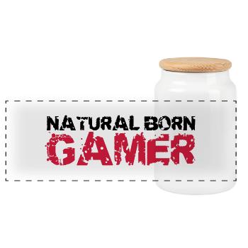 Naturel né Gamer - Boîte à biscuits avec couvercle en bois - blanc - Devant