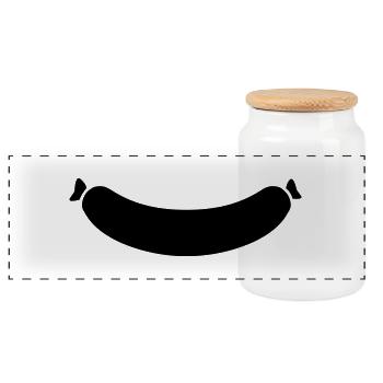 Sausage - Panoramic Cookie Jar with Wooden Lid - white - Front