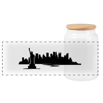 New York Skyline - United States - Panorama Keksdose mit Holzdeckel - Weiß - Vorne