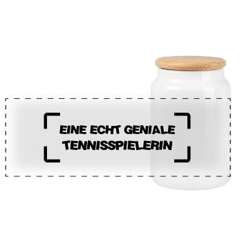 Tennis / Tennisspieler / Tennisspielerin Tennisman - Panorama Keksdose mit Holzdeckel - Weiß - Vorne