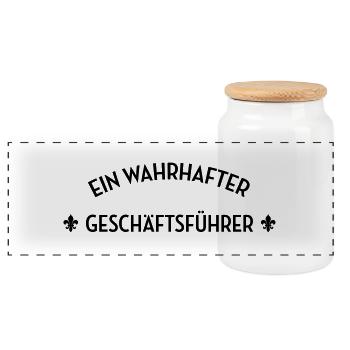 Geschäftsführer Geschäftsführerin Unternehmen - Panorama Keksdose mit Holzdeckel - Weiß - Vorne