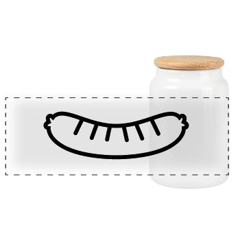 Sausage Outline - Panoramic Cookie Jar with Wooden Lid - white - Front