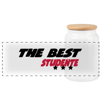 The best studente - Boîte à biscuits avec couvercle en bois - blanc - Devant
