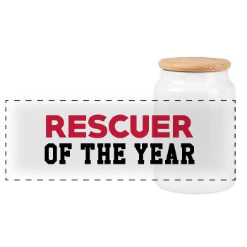 Rescuer Rescue Retter Secourisme Secouriste - Panoramic Cookie Jar with Wooden Lid - white - Front