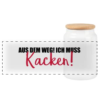 aus dem weg kacken - Panorama Keksdose mit Holzdeckel - Weiß - Vorne