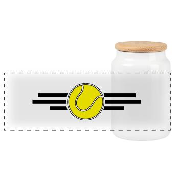 tennis - Panorama Keksdose mit Holzdeckel - Weiß - Vorne