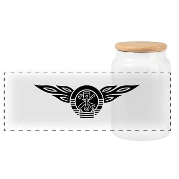 Emblème de flammes de voiture 1c - Boîte à biscuits avec couvercle en bois - blanc - Devant