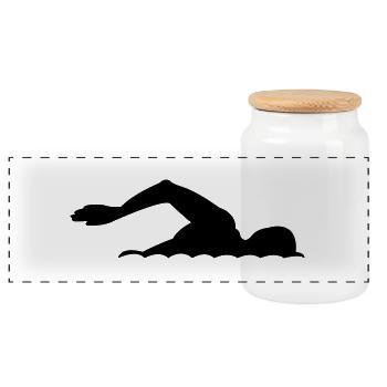swim - Panoramic Cookie Jar with Wooden Lid - white - Front