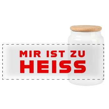 Mir ist zu heiss - Panorama Keksdose mit Holzdeckel - Weiß - Vorne