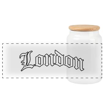 Logo London : Design gothique au style urbain - Boîte à biscuits avec couvercle en bois - blanc - Devant