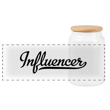 Influencer - Panorama Keksdose mit Holzdeckel - Weiß - Vorne