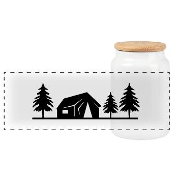 hütte im wald - Panorama Keksdose mit Holzdeckel - Weiß - Vorne