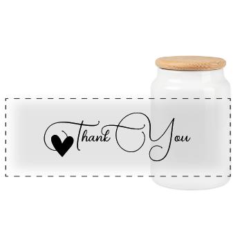 Thank you Font Line - Panoramic Cookie Jar with Wooden Lid - white - Front