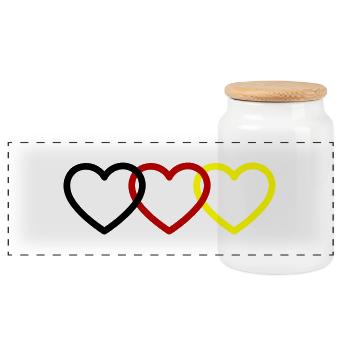 Germany Hearts - Panoramic Cookie Jar with Wooden Lid - white - Front