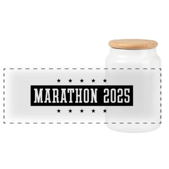 Marathon 2025 Sport - Panoramic Cookie Jar with Wooden Lid - white - Front