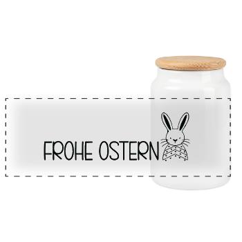 Frohe Ostern 🐰🌸 - Panorama Keksdose mit Holzdeckel - Weiß - Vorne