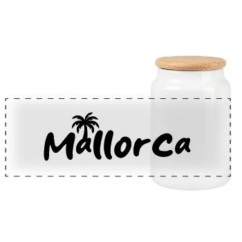 Mallorca Palme - Panorama Keksdose mit Holzdeckel - Weiß - Vorne