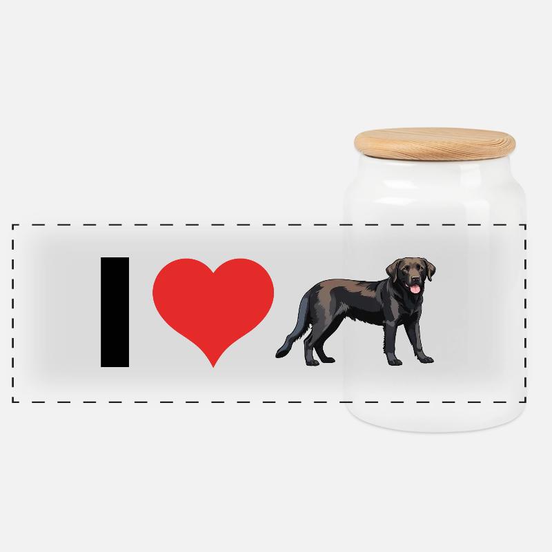 J’aime le Labrador - Conception de chien de compagnie - Boîte à biscuits avec couvercle en bois - blanc