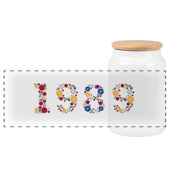 Fleurs 1989 - Boîte à biscuits avec couvercle en bois - blanc - Devant